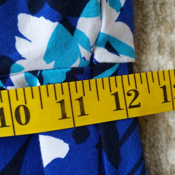 Roaman's Floral Stretch Waist Legging Pants M (14-16) White Purple Aqua Black - Picture 10 of 11